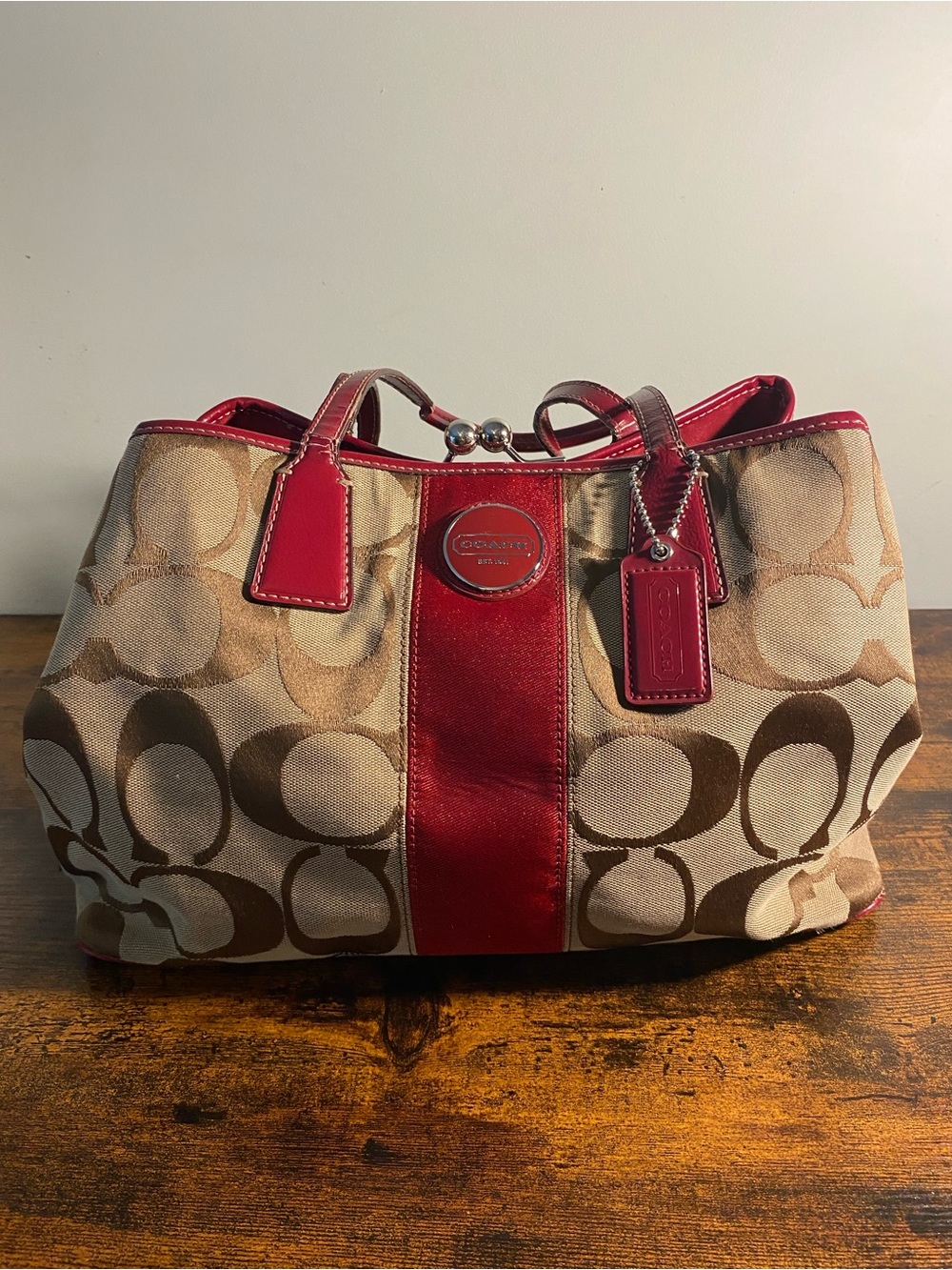 Coach Signature C Carryall With Kisslock F17414 Red